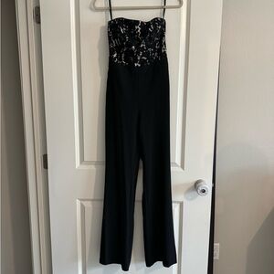 White House Black Market Black Lace Strapless Jumpsuit